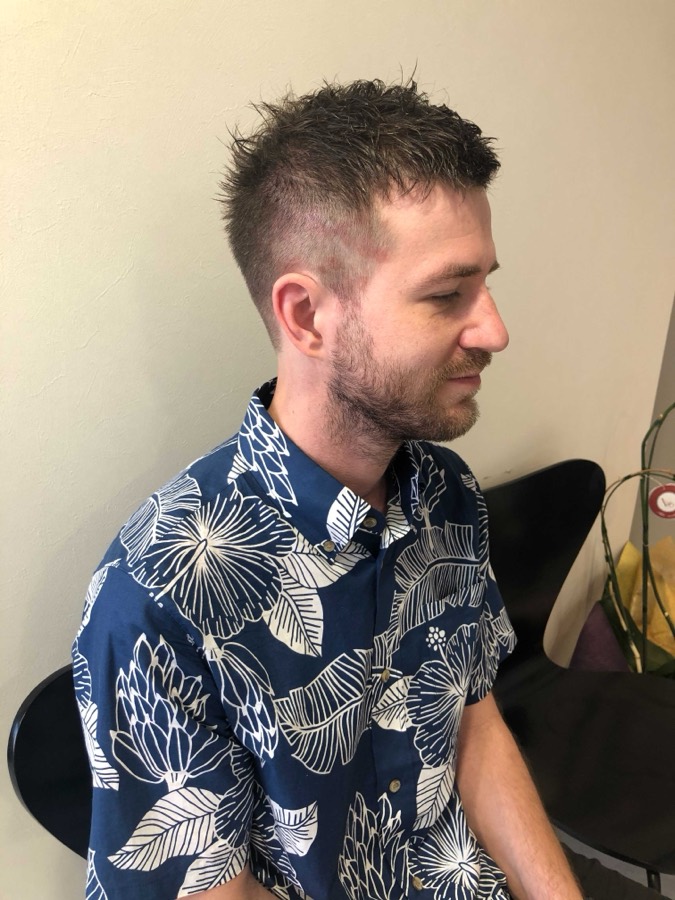 Spiky on top, short at the sides