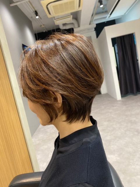 Japanese client's hair after gray coverage with Color Fantasy