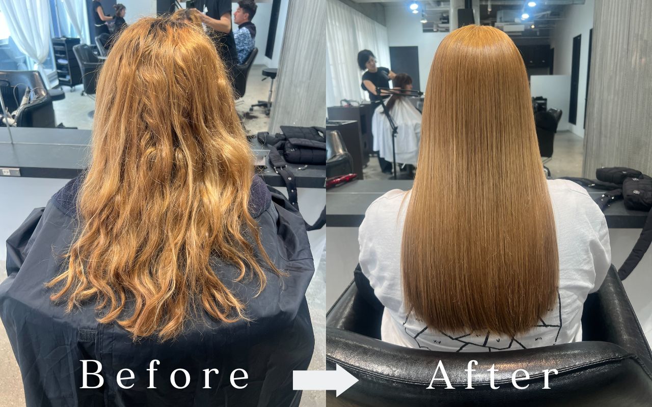 Borderless Salonで行った髪質改善ストレートのビフォーアフター
