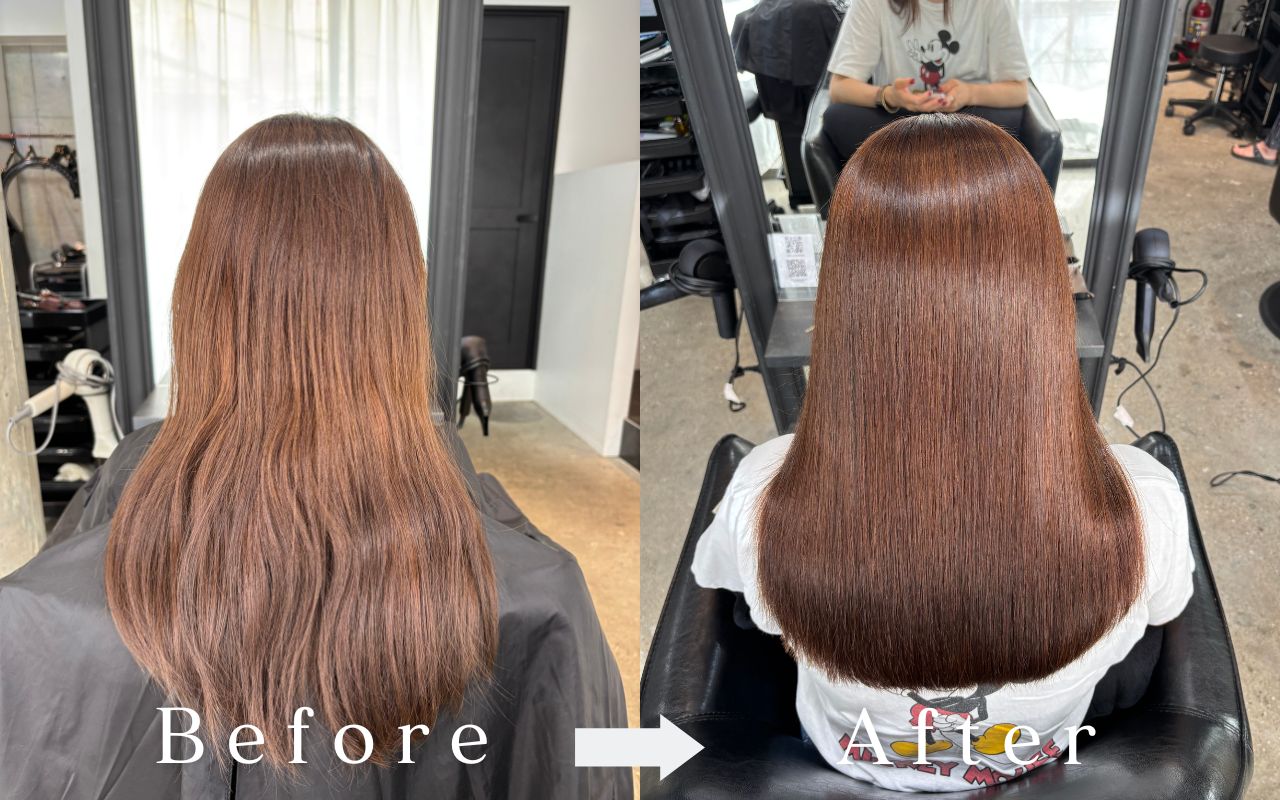 クオライン縮毛矯正 髪質改善 ビフォーアフター Borderless Salon