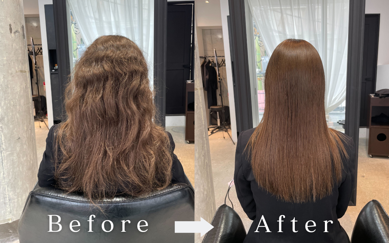 クオライン縮毛矯正 髪質改善 ビフォーアフター Borderless Salon