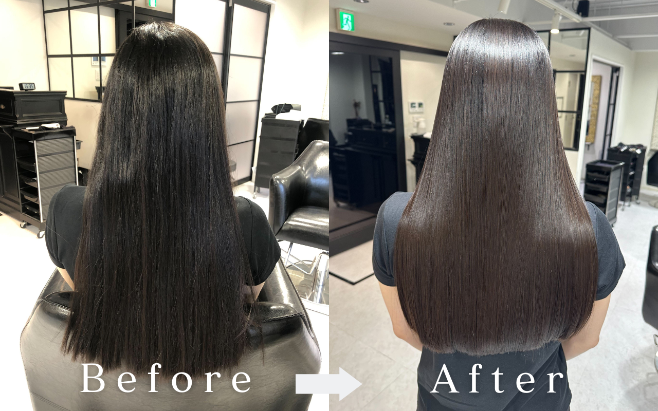 クオライン縮毛矯正 髪質改善 ビフォーアフター Borderless Salon